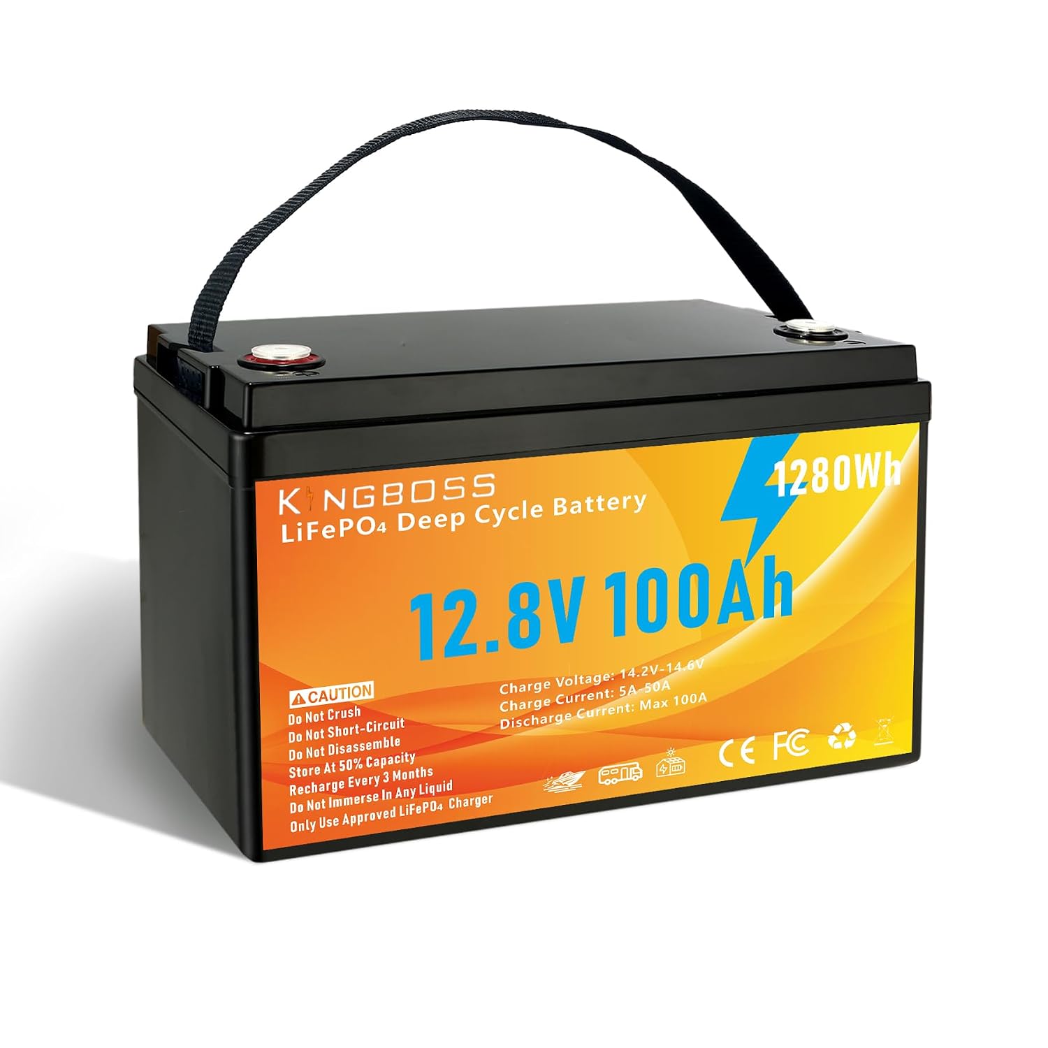 Lifepo4 Battery 12V 100Ah - Bateria de lítio LiFePO4 de ciclo