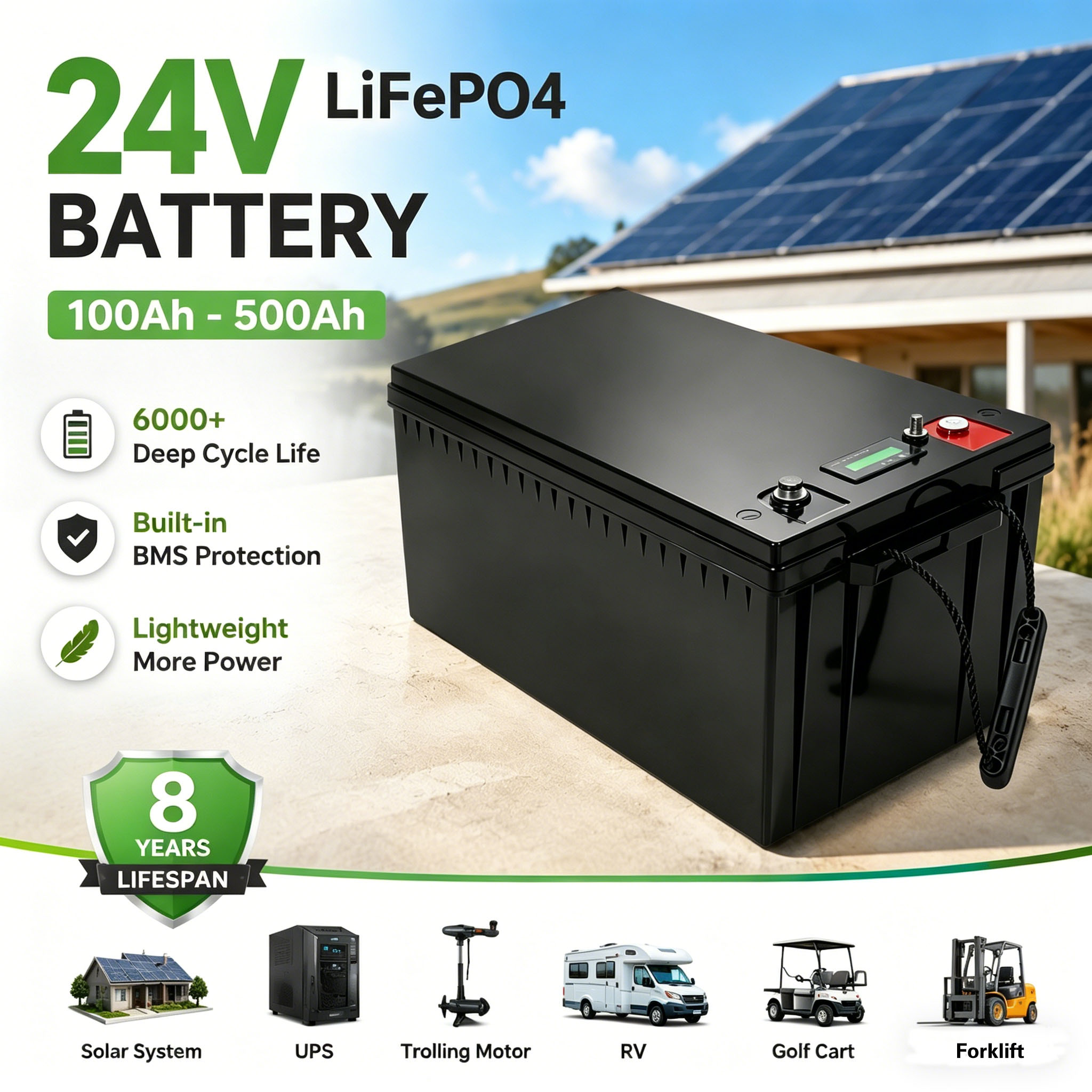 Lifepo4 Battery 24V 100Ah Trolling Motor - Bateria Lifepo4 EM 24V 200ah Recarregável