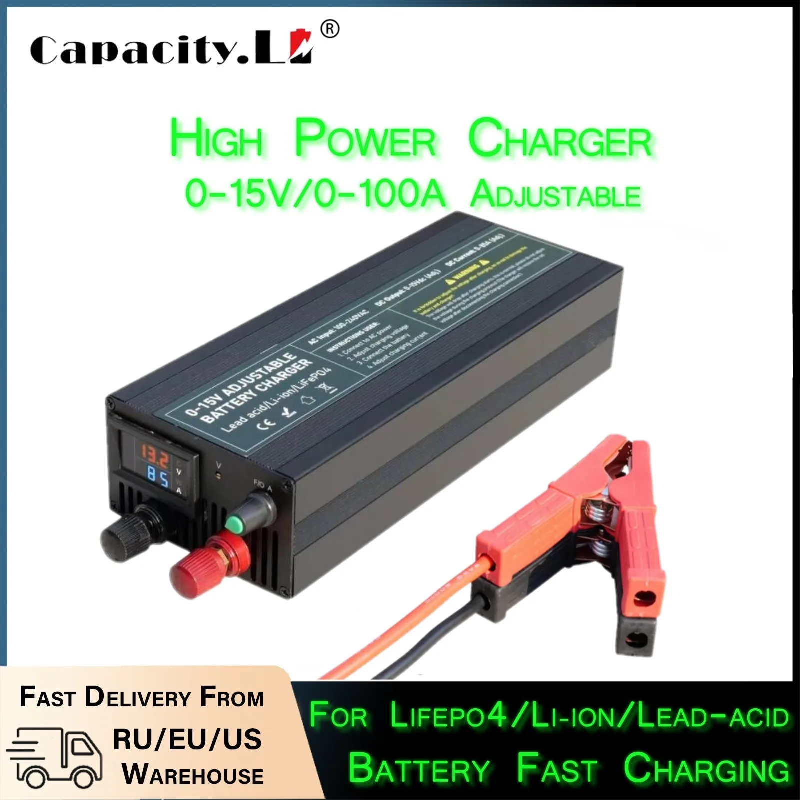 Lifepo4 Charger 48V 20A - Carregador de Bateria Ajustável 60A100A CC