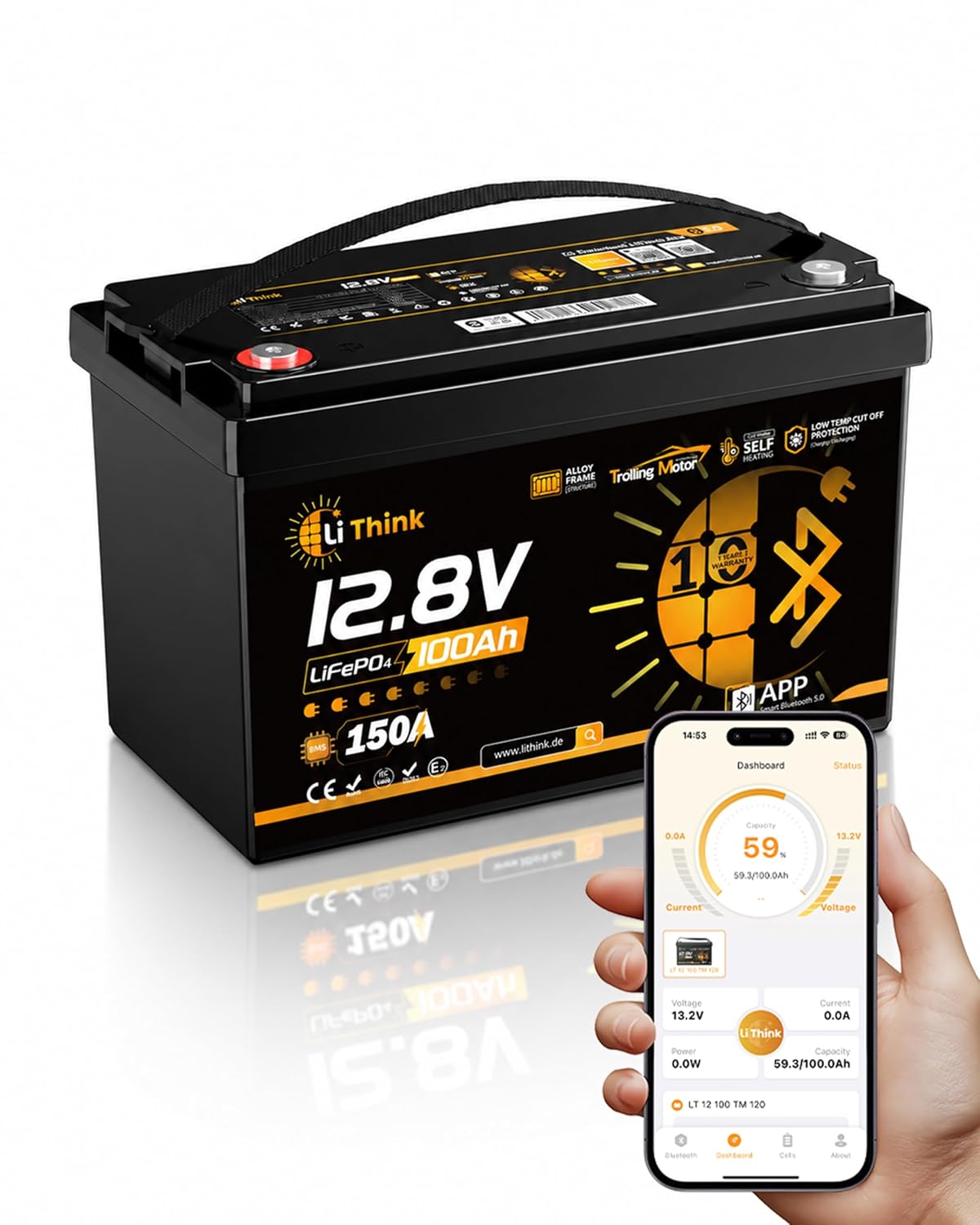 Lifepo4 Battery 12V 100Ah - Bateria Marítima LiFePO4 12V 100Ah 150A