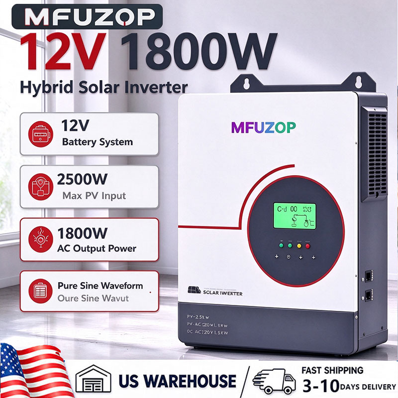 Lifepo4 Battery 12V 100Ah - MFUZOP Inversor Solar Híbrido 1800W 12V,