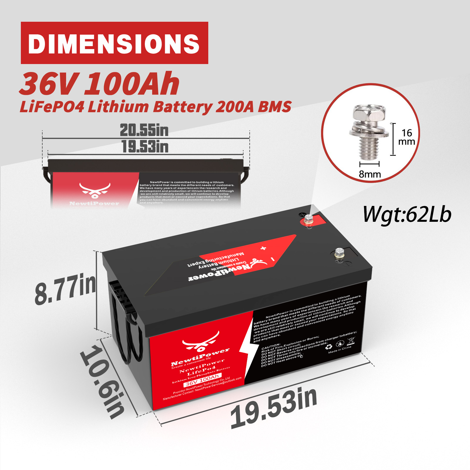 Lifepo4 Battery 36V 100Ah - Bateria de Lítio LiFePO4 36V 100Ah