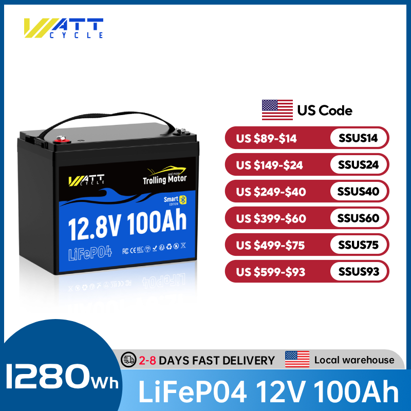 12V 100Ah Lifepo4 Bluetooth Bms - Bateria LiFePO4 Wattcycle 12.8V 100Ah 120A