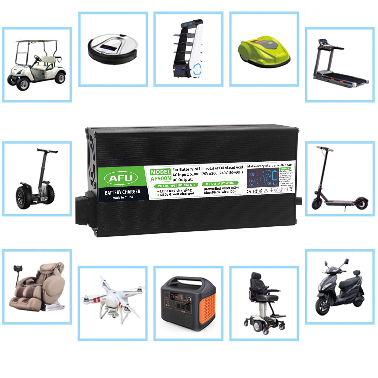 Lifepo4 Charger 48V 20A - Carregador de bateria lifepo4 58.4v 15a