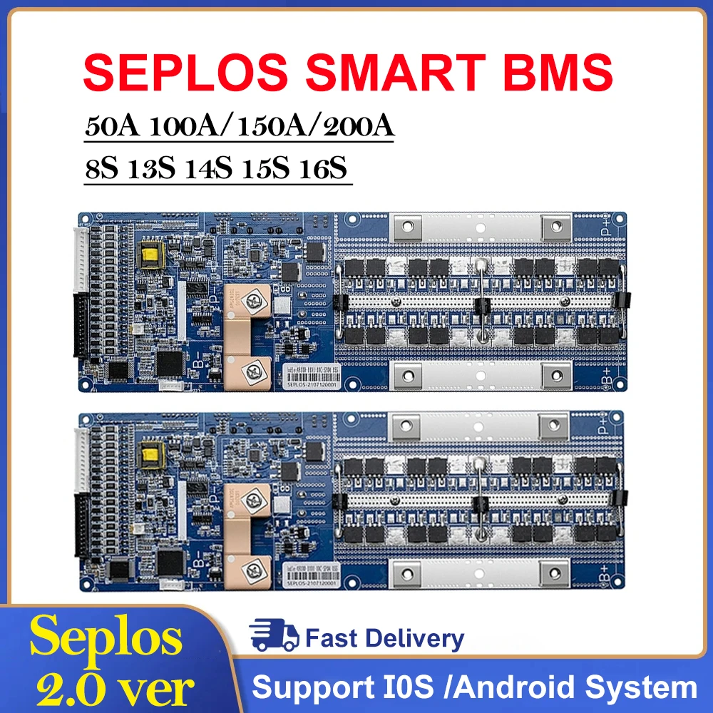 Smart Bms 16S 48V 200A Bluetooth - Smart Seplos BMS 2.0 com Suporte