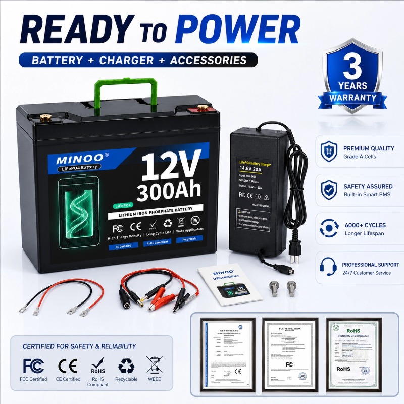 Lifepo4 12V 300Ah Deep Cycle - Bateria de lítio LiFePO4 de 12V