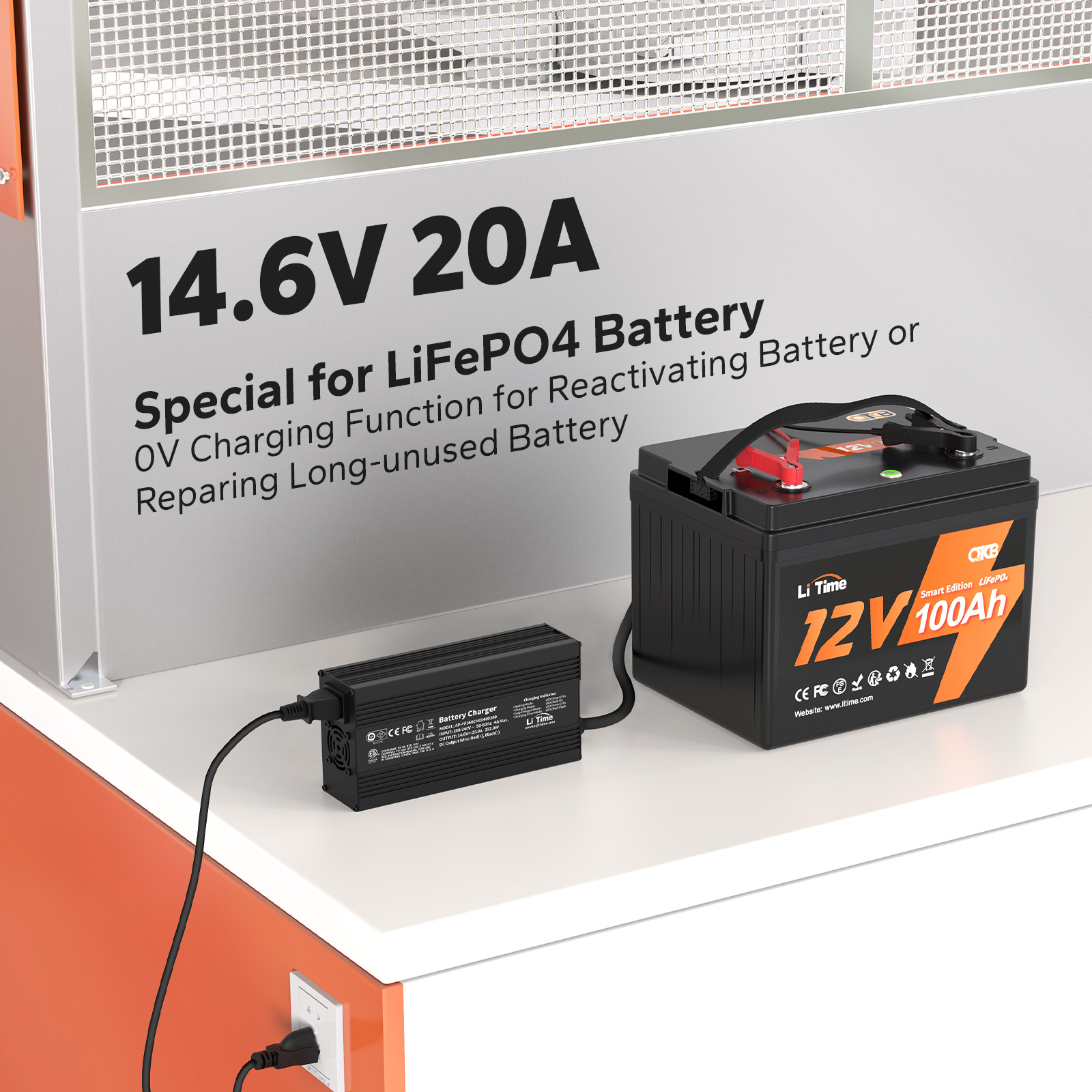 Lifepo4 Battery 12V 100Ah - Carregador de Bateria LiFePO4 12V (14.6V)