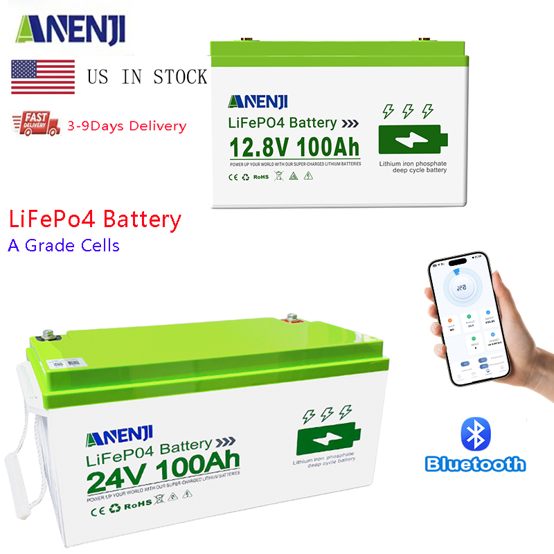 Lifepo4 Battery 12V 100Ah - Bateria ANENJI LiFePo4 24V 100AH 25.6V