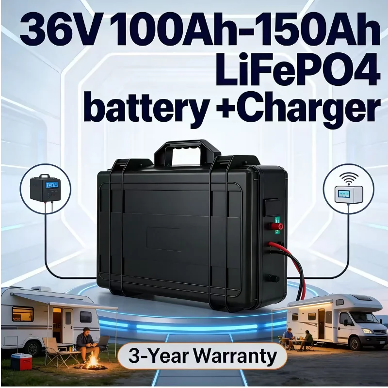 Lifepo4 Battery 36V 100Ah - Bateria LiFePO4 36V 100Ah-150Ah com Carregador