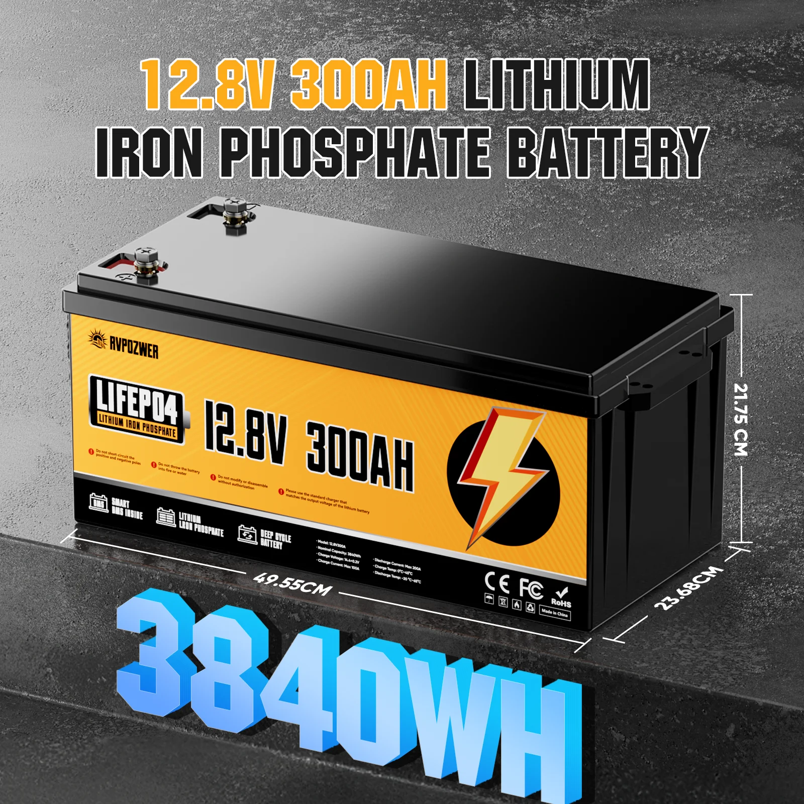 Bateria de Lítio LiFePO4 RVPOZ - Lifepo4 12V 300Ah Deep Cycle avaliação e preço