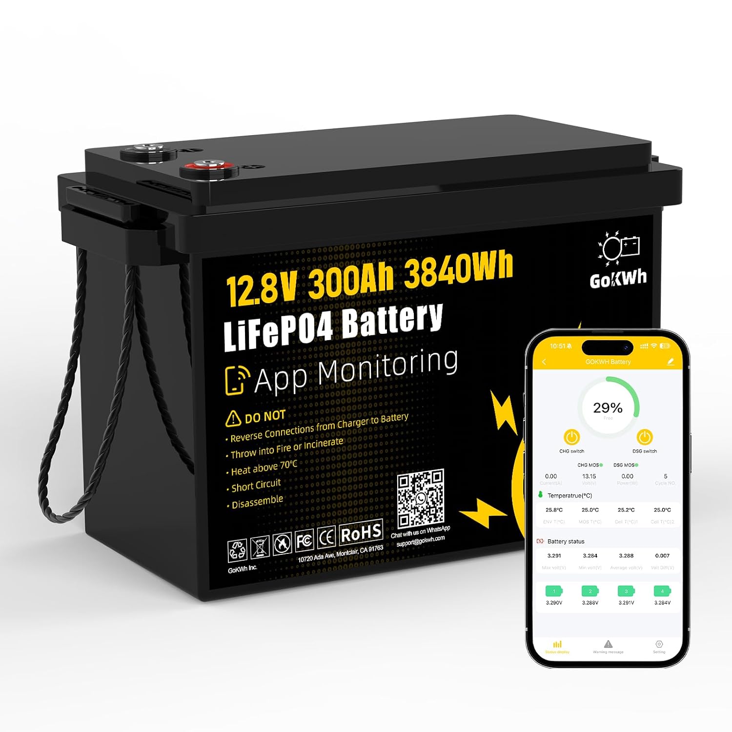Bateria LiFePO4 12V 300Ah com  - Lifepo4 12V 300Ah Deep Cycle avaliação e preço