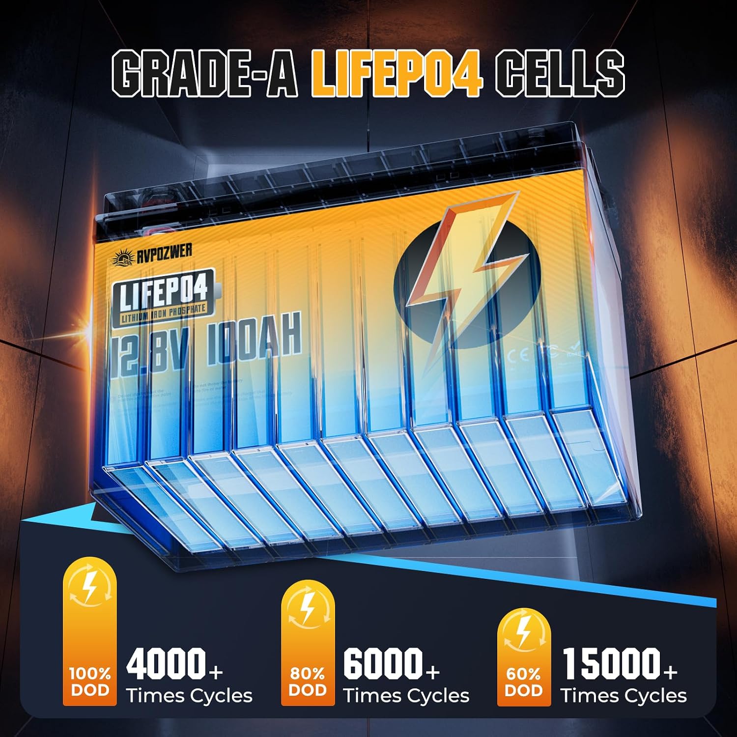 Bateria LiFePO4 12V 100Ah, con - Lifepo4 Battery 12V 100Ah avaliação e preço